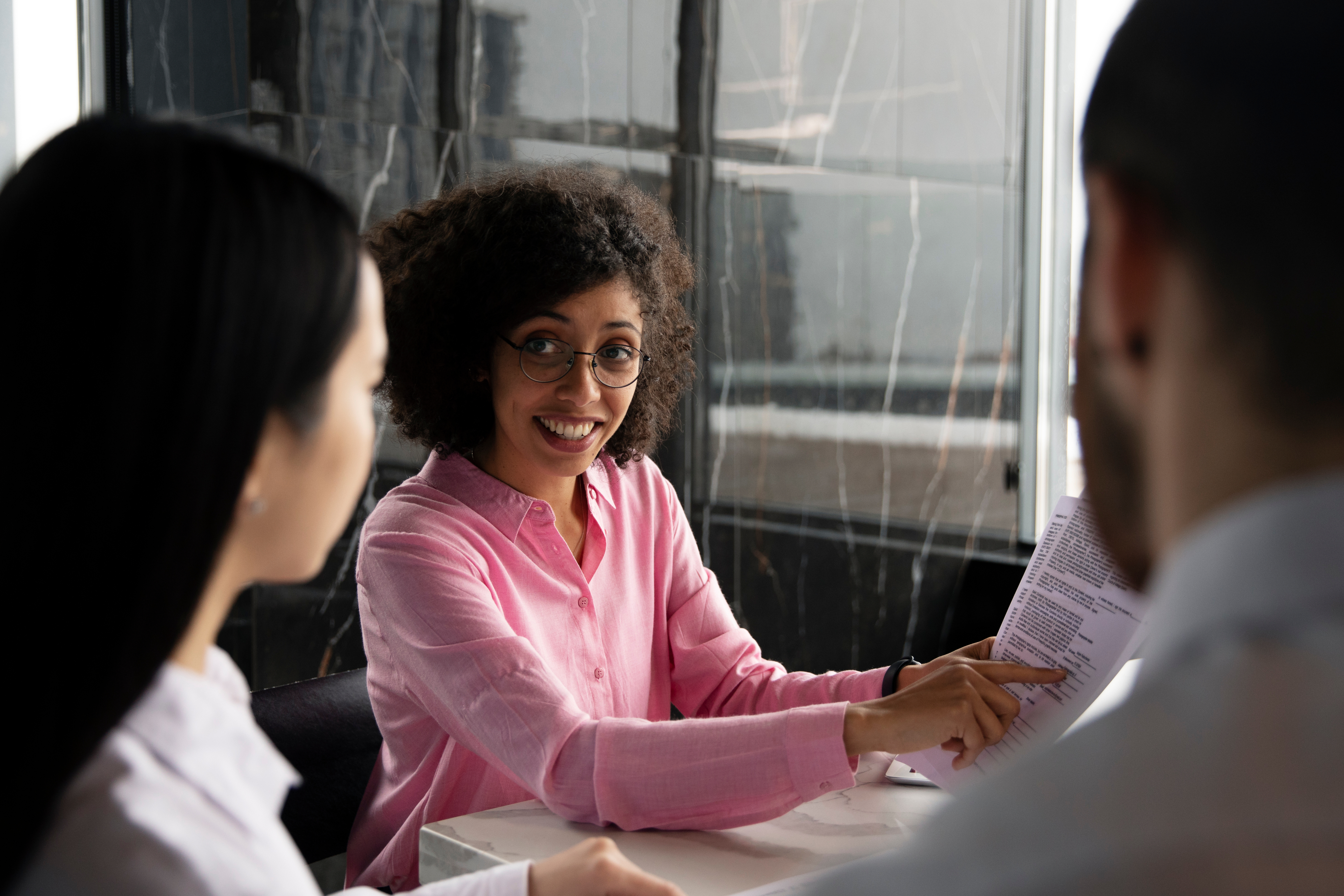 Client and freelancer reviewing work together